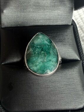 Sterling silver and aventurine handmade ring